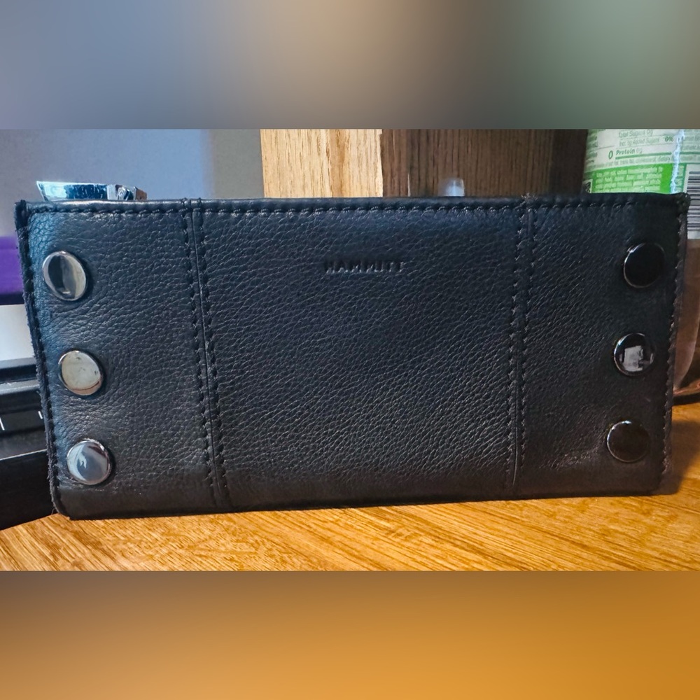 NWOT- Hammit 110 North Black Bifold Leather Wallet w/Gunmetal Hardware